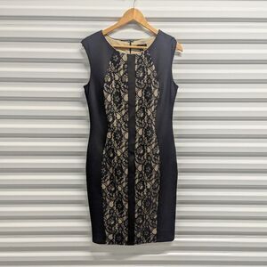 Alexa B size 10 Black and Cream Lacy Bodycon Dress‎